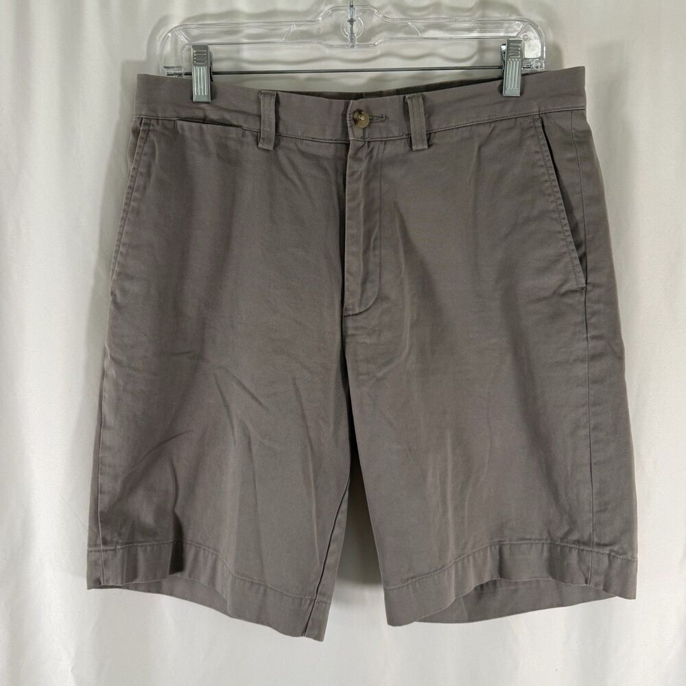 Polo Ralph Lauren Chino Shorts Men's 32 Gray Flat Front Stretch Classic Fit Cott